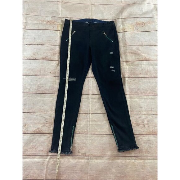 RtA Women's Distressed Raw Hem Faux Zip Jeggings - Medium - Picture 4 of 13